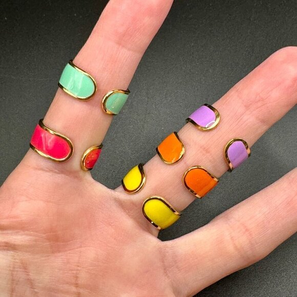 Enamel and Copper Adjustable Stackable Ring #1379 - Picture 8 of 12